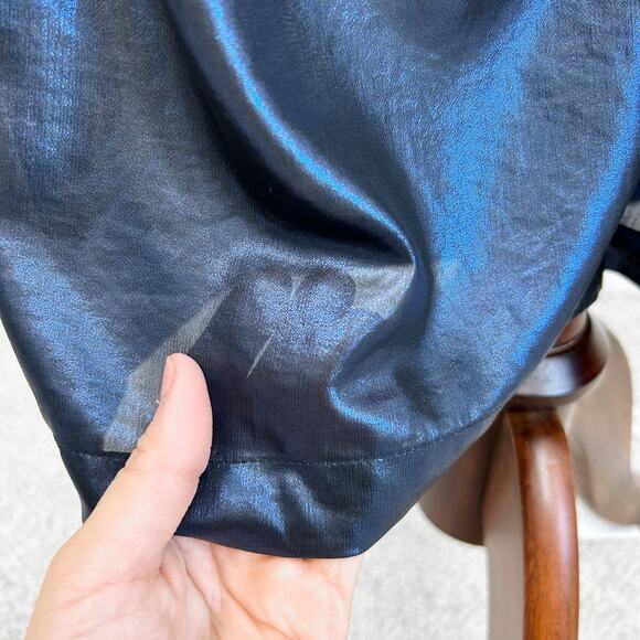 L'Agence Blue Metallic Wide Leg V-Neck Jaelyn Jumpsuit - Picture 9 of 10